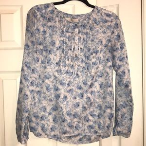 LOFT Blue/Gray Patterned Blouse